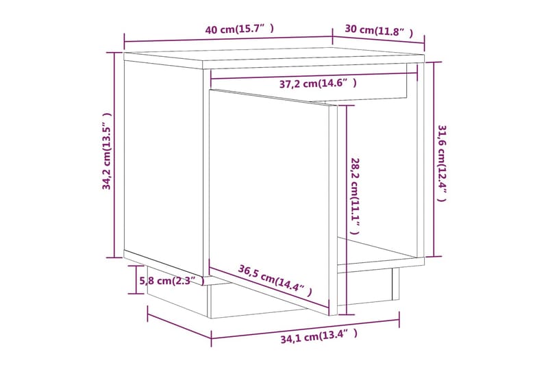 Sängbord vit 40x30x40 cm massiv furu - Vit - Sängbord & nattduksbord