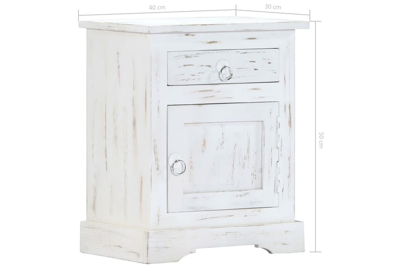 Sängbord vit 40x30x50 cm massivt mangoträ - Vit - Möbler - Bord & matgrupper - Avlastningsbord - Sängbord & nattduksbord
