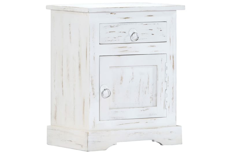 Sängbord vit 40x30x50 cm massivt mangoträ - Vit - Möbler - Bord & matgrupper - Avlastningsbord - Sängbord & nattduksbord