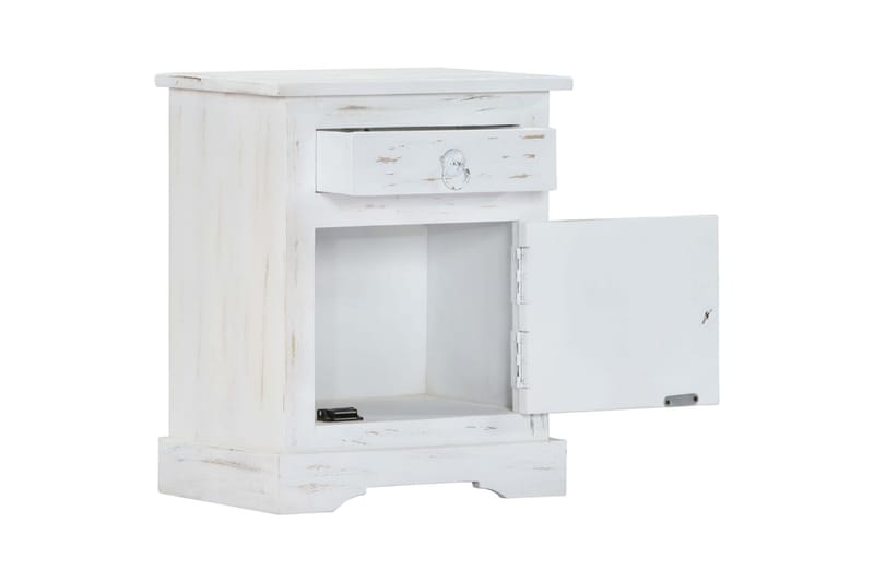 Sängbord vit 40x30x50 cm massivt mangoträ - Vit - Möbler - Bord & matgrupper - Avlastningsbord - Sängbord & nattduksbord