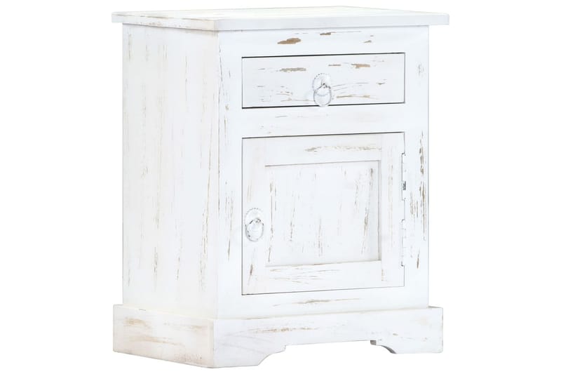 Sängbord vit 40x30x50 cm massivt mangoträ - Vit - Möbler - Bord & matgrupper - Avlastningsbord - Sängbord & nattduksbord