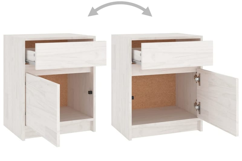 Sängbord vit 40x31x50 cm massiv furu - Vit - Möbler - Bord & matgrupper - Avlastningsbord - Sängbord & nattduksbord