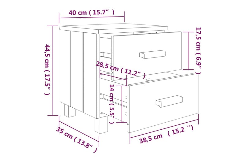 Sängbord vit 40x35x44,5 cm massiv furu - Vit - Sängbord & nattduksbord