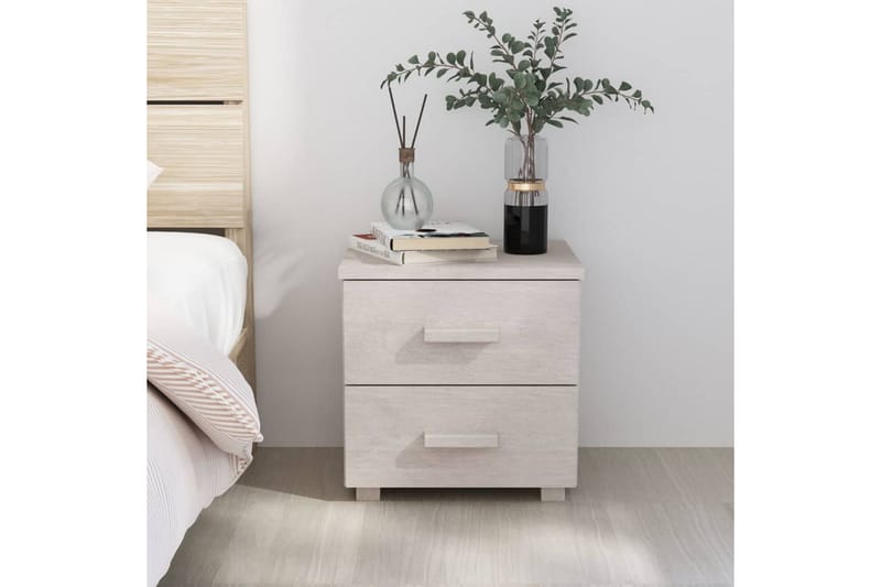 Sängbord vit 40x35x44,5 cm massiv furu - Vit - Möbler - Bord & matgrupper - Avlastningsbord - Sängbord & nattduksbord