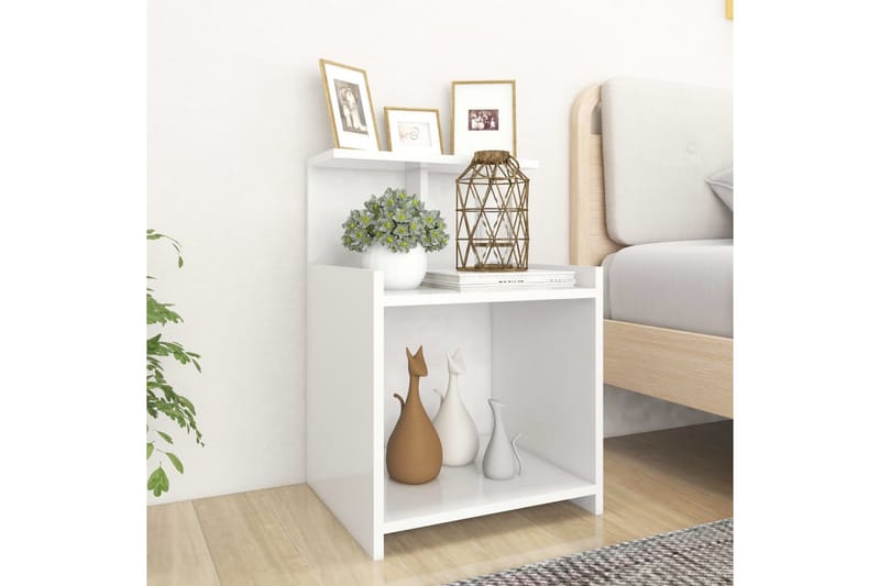 Sängbord vit 40x35x60 cm spånskiva - Vit - Sängbord & nattduksbord