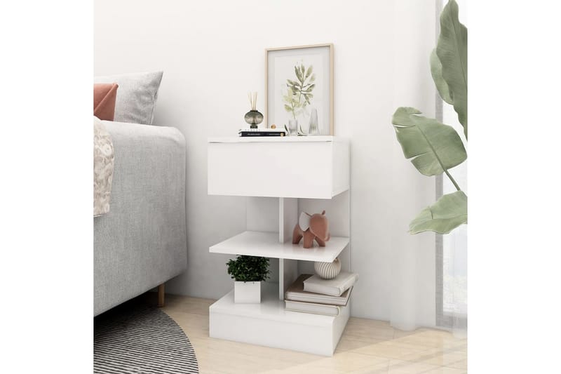 Sängbord vit 40x35x65 cm spånskiva - Vit - Möbler - Bord & matgrupper - Avlastningsbord - Sängbord & nattduksbord