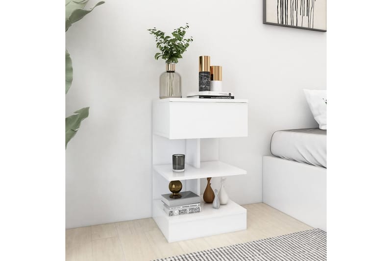Sängbord vit 40x35x65 cm spånskiva - Vit - Möbler - Bord & matgrupper - Avlastningsbord - Sängbord & nattduksbord