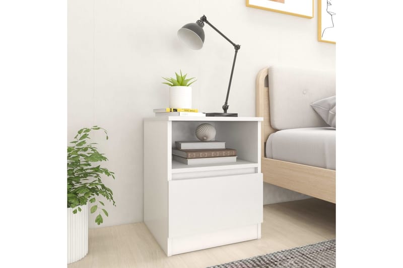 Sängbord vit 40x40x50 cm spånskiva - Vit - Sängbord & nattduksbord