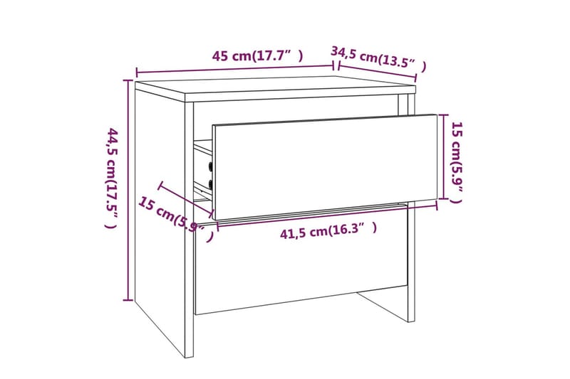 Sängbord vit 45x34,5x44,5 cm spånskiva - Vit - Möbler - Bord & matgrupper - Avlastningsbord - Sängbord & nattduksbord