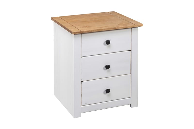 Sängbord vit 46x40x57 cm furu panama - Vit - Möbler - Bord & matgrupper - Avlastningsbord - Sängbord & nattduksbord