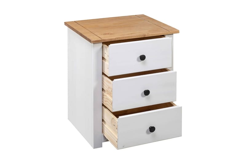 Sängbord vit 46x40x57 cm furu panama - Vit - Möbler - Bord & matgrupper - Avlastningsbord - Sängbord & nattduksbord