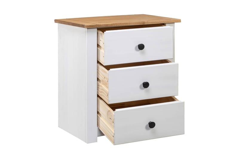 Sängbord vit 46x40x57 cm furu panama - Vit - Möbler - Bord & matgrupper - Avlastningsbord - Sängbord & nattduksbord