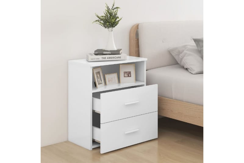 Sängbord vit 50x32x60 cm - Vit - Möbler - Bord & matgrupper - Avlastningsbord - Sängbord & nattduksbord