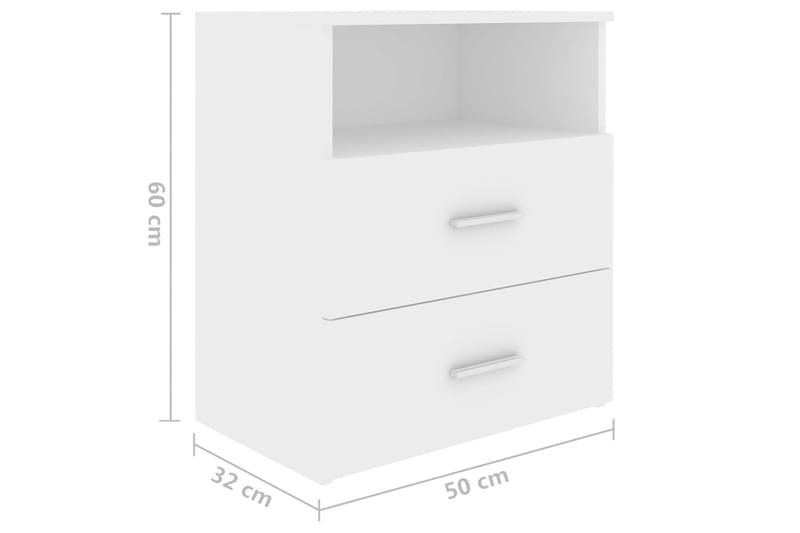 Sängbord vit 50x32x60 cm - Vit - Sängbord & nattduksbord