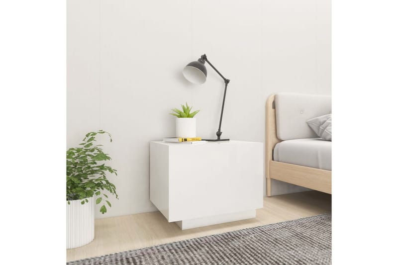 S�ängbord vit högglans 100x35x40 cm spånskiva - Vit - Sängbord & nattduksbord