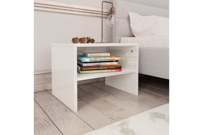 Sängbord vit högglans 40x30x30 cm spånskiva - Vit - Sängbord & nattduksbord