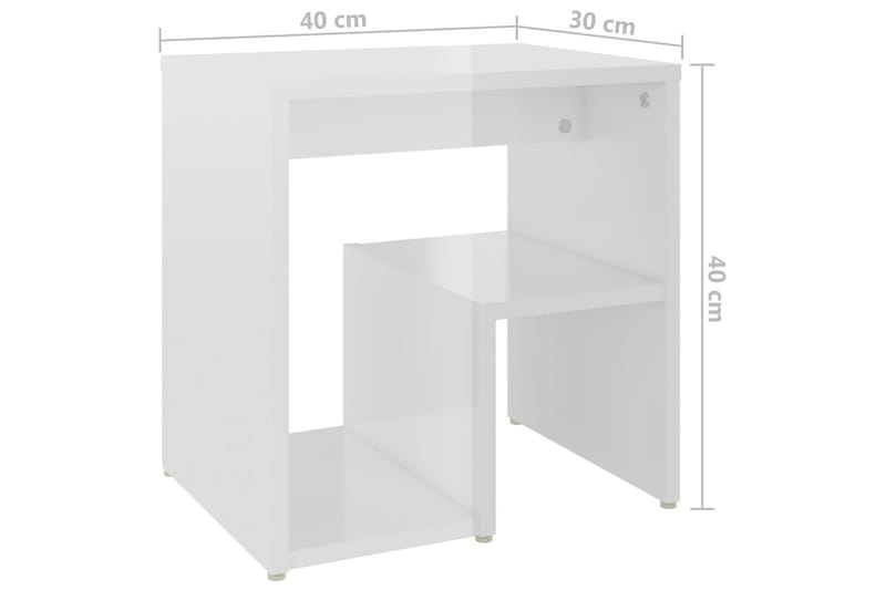 Sängbord vit högglans 40x30x40 cm spånskiva - Vit - Möbler - Bord & matgrupper - Avlastningsbord - Sängbord & nattduksbord