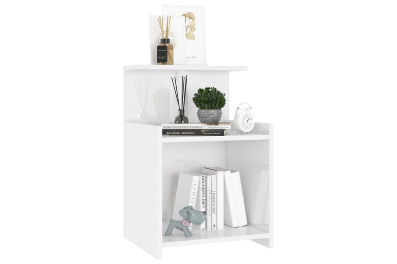 Sängbord vit högglans 40x35x60 cm spånskiva - Vit - Möbler - Bord & matgrupper - Avlastningsbord - Sängbord & nattduksbord