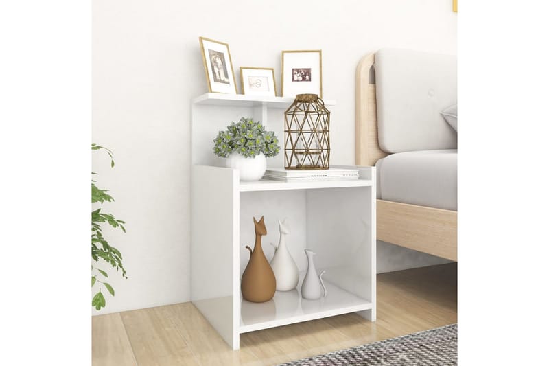 Sängbord vit högglans 40x35x60 cm spånskiva - Vit - Möbler - Bord & matgrupper - Avlastningsbord - Sängbord & nattduksbord