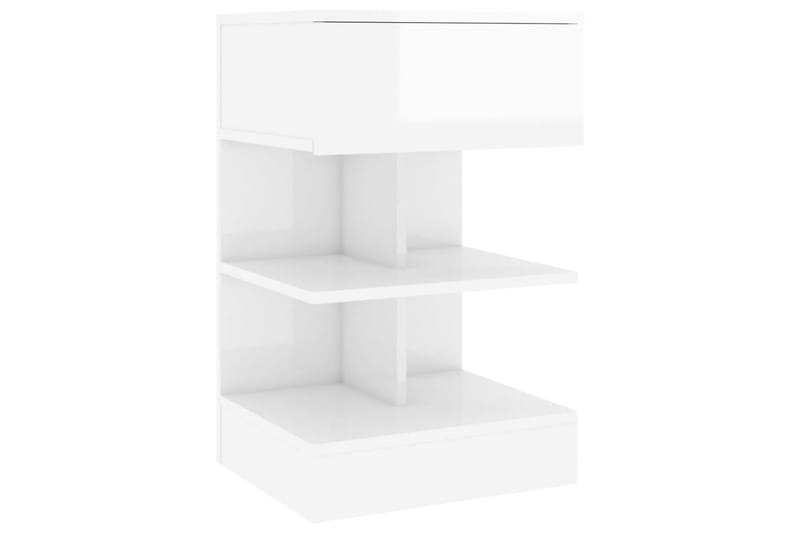 Sängbord vit högglans 40x35x65 cm spånskiva - Vit - Sängbord & nattduksbord