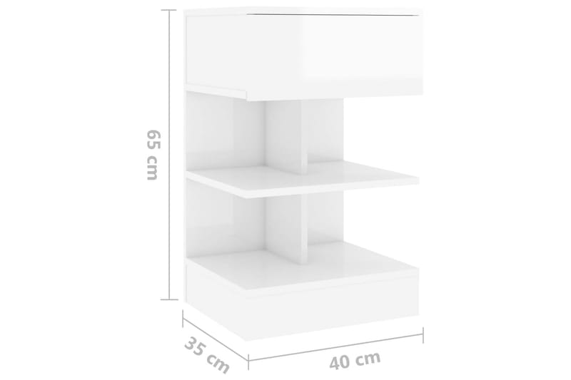 Sängbord vit högglans 40x35x65 cm spånskiva - Vit - Sängbord & nattduksbord