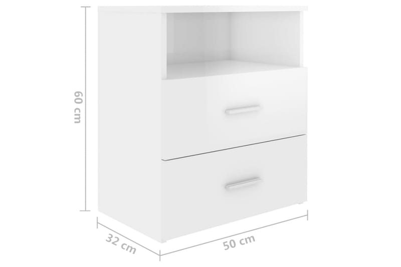 Sängbord vit högglans 50x32x60 cm - Vit - Sängbord & nattduksbord