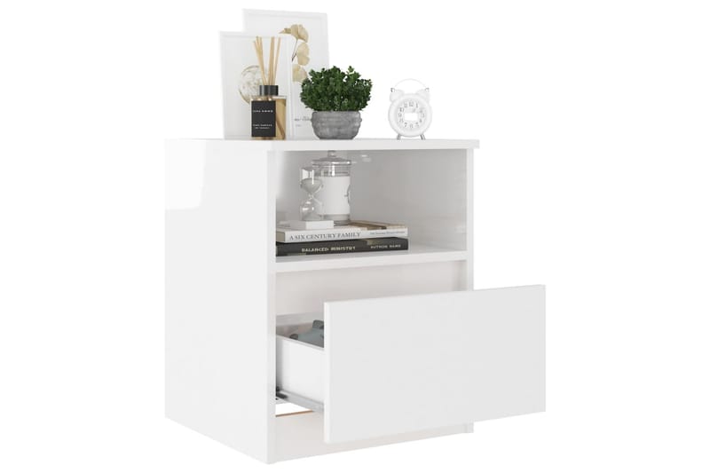 Sängbord vit höglans 40x40x50 cm spånskiva - Vit - Sängbord & nattduksbord