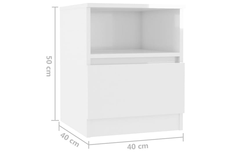 Sängbord vit höglans 40x40x50 cm spånskiva - Vit - Möbler - Bord & matgrupper - Avlastningsbord - Sängbord & nattduksbord