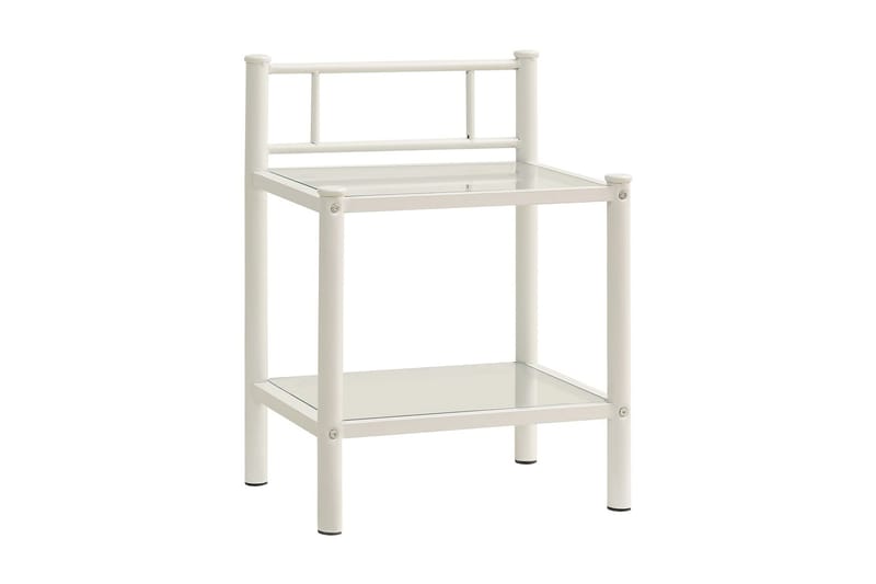 Sängbord vit och transparent 45x34x60,5 cm metall och glas - Vit - Möbler - Bord & matgrupper - Avlastningsbord - Sängbord & nattduksbord