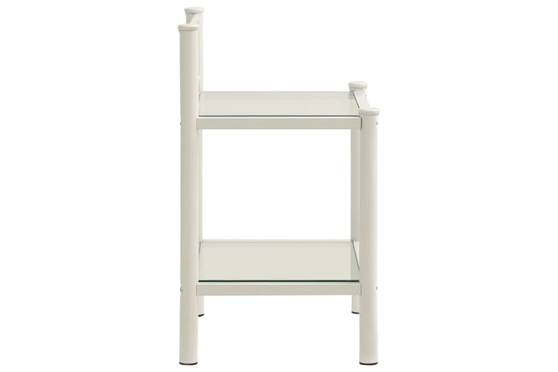 Sängbord vit och transparent 45x34x60,5 cm metall och glas - Vit - Möbler - Bord & matgrupper - Avlastningsbord - Sängbord & nattduksbord