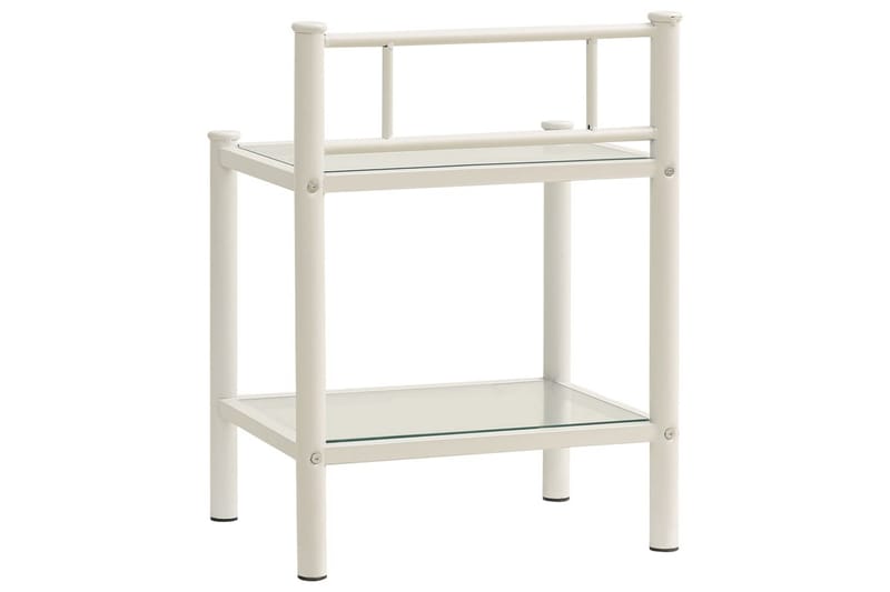 Sängbord vit och transparent 45x34x60,5 cm metall och glas - Vit - Möbler - Bord & matgrupper - Avlastningsbord - Sängbord & nattduksbord