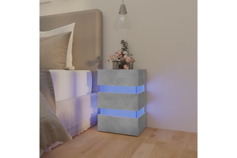 Sängskåp LED betonggrå 45x35x67 cm spånskiva - Grå - Möbler - Bord & matgrupper - Avlastningsbord - Sängbord & nattduksbord