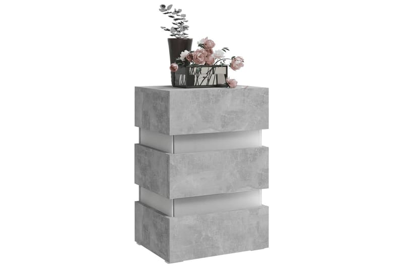 Sängskåp LED betonggrå 45x35x67 cm spånskiva - Grå - Möbler - Bord & matgrupper - Avlastningsbord - Sängbord & nattduksbord