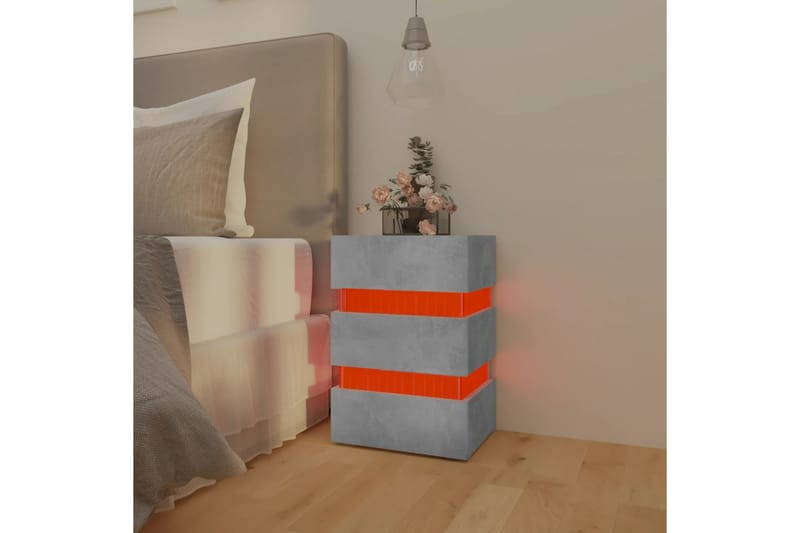 Sängskåp LED betonggrå 45x35x67 cm spånskiva - Grå - Möbler - Bord & matgrupper - Avlastningsbord - Sängbord & nattduksbord