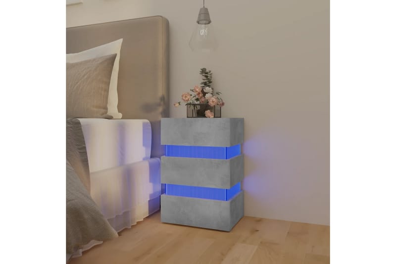 Sängskåp LED betonggrå 45x35x67 cm spånskiva - Grå - Möbler - Bord & matgrupper - Avlastningsbord - Sängbord & nattduksbord
