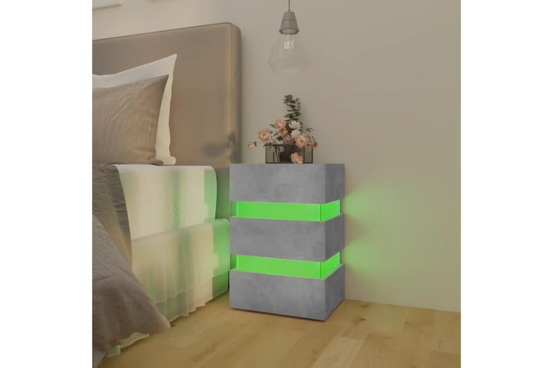 Sängskåp LED betonggrå 45x35x67 cm spånskiva - Grå - Möbler - Bord & matgrupper - Avlastningsbord - Sängbord & nattduksbord