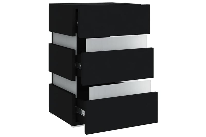 Sängskåp LED svart 45x35x67 cm spånskiva - Svart - Möbler - Bord & matgrupper - Avlastningsbord - Sängbord & nattduksbord
