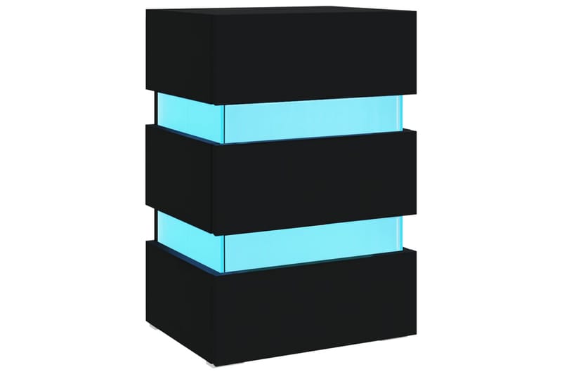 Sängskåp LED svart 45x35x67 cm spånskiva - Svart - Möbler - Bord & matgrupper - Avlastningsbord - Sängbord & nattduksbord
