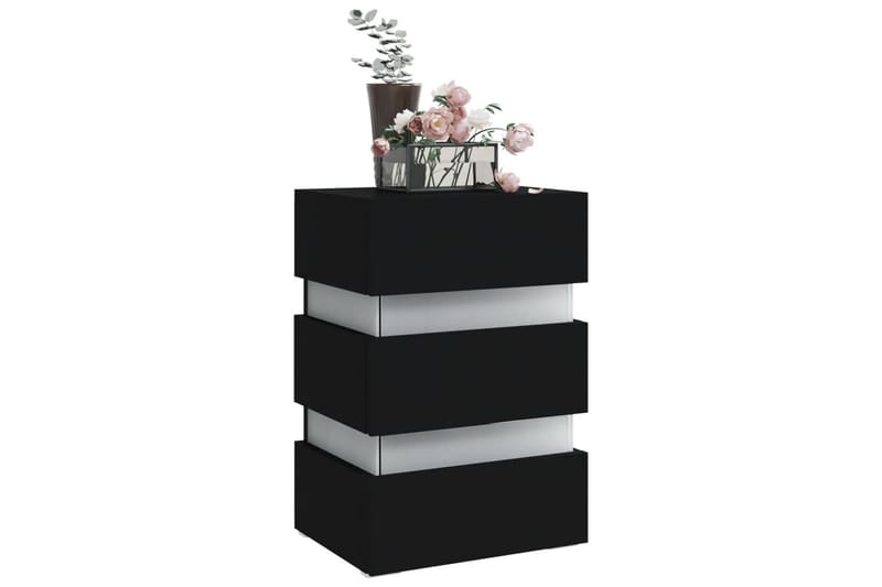 S�ängskåp LED svart 45x35x67 cm spånskiva - Svart - Möbler - Bord & matgrupper - Avlastningsbord - Sängbord & nattduksbord