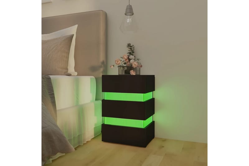 Sängskåp LED svart 45x35x67 cm spånskiva - Svart - Möbler - Bord & matgrupper - Avlastningsbord - Sängbord & nattduksbord