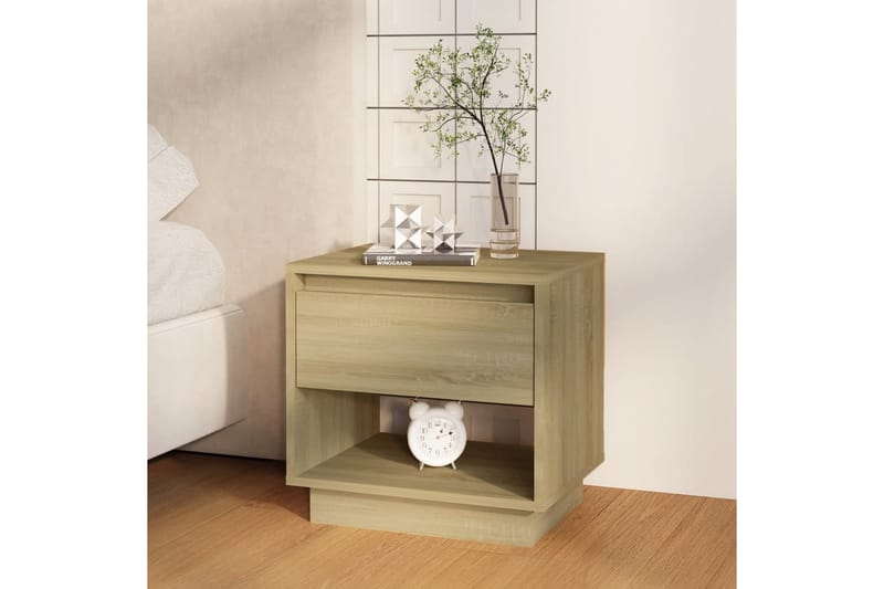 Sängskåp sonoma-ek 2 st 45x34x44 cm spånskiva - Beige - Sängbord & nattduksbord