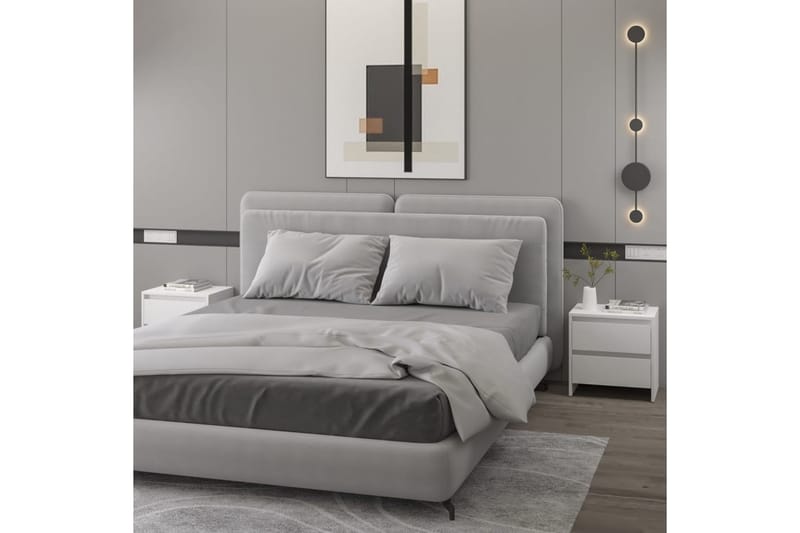 Sängskåp vit 2 st 45x34,5x44,5 cm spånskiva - Vit - Möbler - Bord & matgrupper - Avlastningsbord - Sängbord & nattduksbord