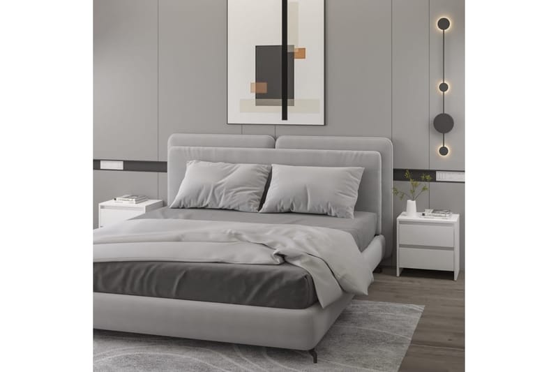 Sängskåp vit 2 st 45x34,5x44,5 cm spånskiva - Vit - Sängbord & nattduksbord
