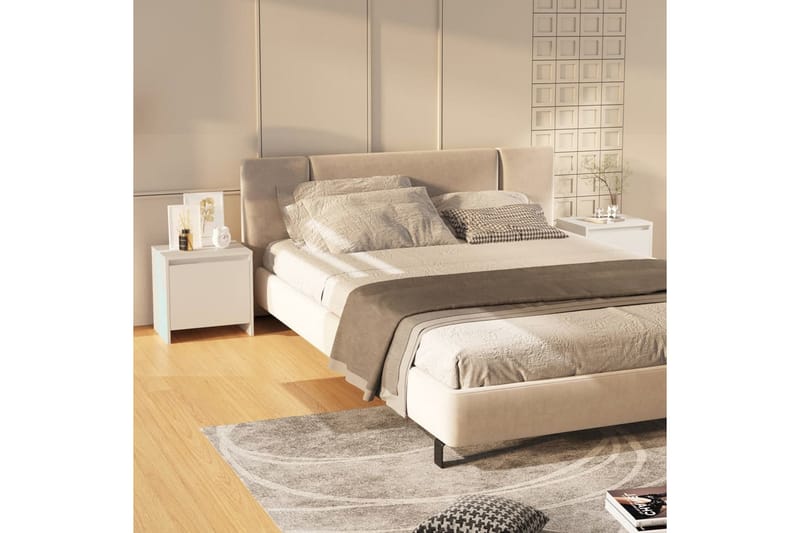 Sängskåp vit 2 st 45x34x44,5 cm spånskiva - Vit - Möbler - Bord & matgrupper - Avlastningsbord - Sängbord & nattduksbord