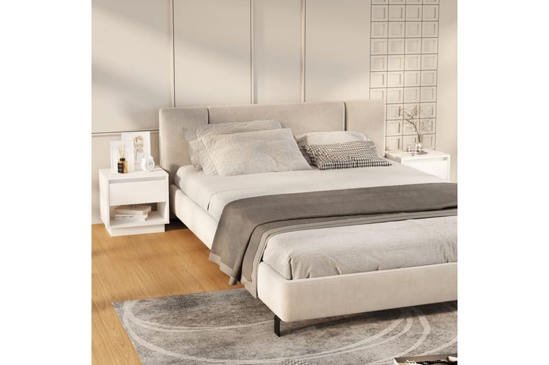Sängskåp vit 2 st 45x34x44 cm spånskiva - Vit - Sängbord & nattduksbord