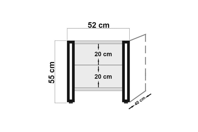 Sapphira Sängbord 52 cm med Förvaring 2 Lådor - Brun/Svart - Sängbord & nattduksbord