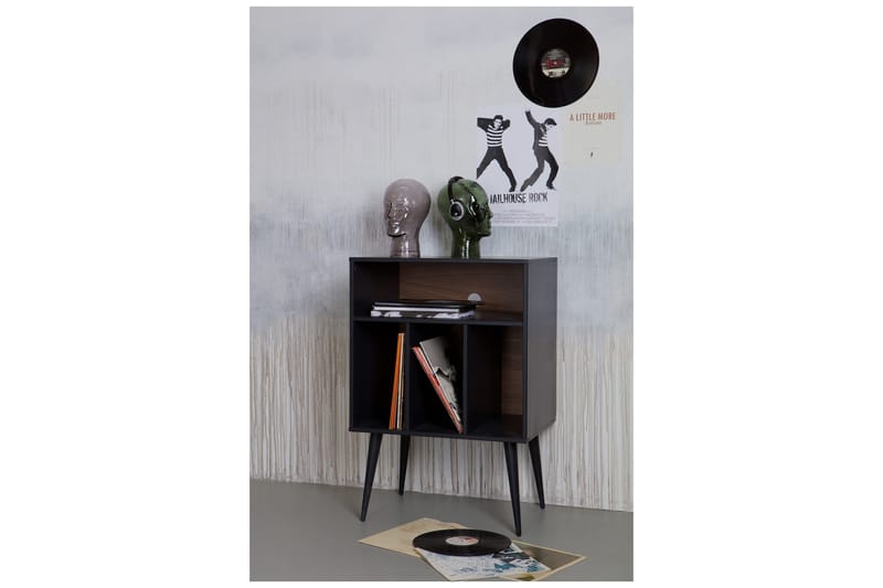 Seamas Sängbord 60 cm med Förvaring Hyllor - Valnöt/Svart - Möbler - Bord & matgrupper - Avlastningsbord - Sängbord & nattduksbord