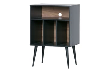Seamas Sängbord 60 cm med Förvaring Hyllor - Valnöt/Svart - Möbler - Bord & matgrupper - Avlastningsbord - Sängbord & nattduksbord