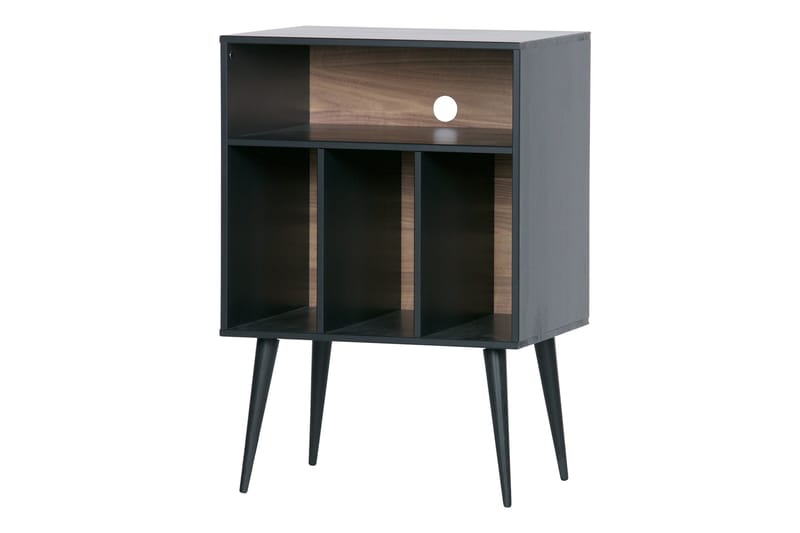 Seamas Sängbord 60 cm med Förvaring Hyllor - Valnöt/Svart - Möbler - Bord & matgrupper - Avlastningsbord - Sängbord & nattduksbord