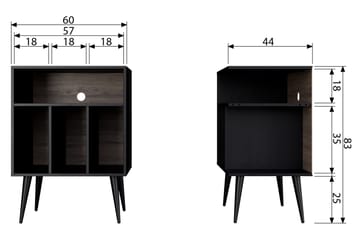Seamas Sängbord 60 cm med Förvaring Hyllor - Valnöt/Svart - Möbler - Bord & matgrupper - Avlastningsbord - Sängbord & nattduksbord